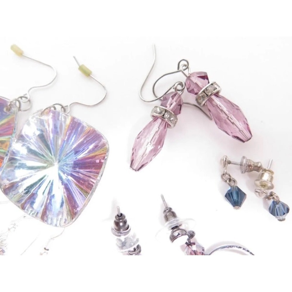 Lot of Four Pairs of Aurora Borealis Crystal Rhinestone Earrings